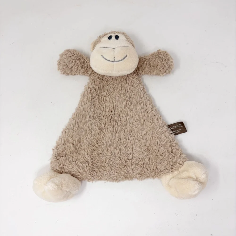 DEMDACO Monkey Lovey Security Blanket Brown Rattle Plush 12